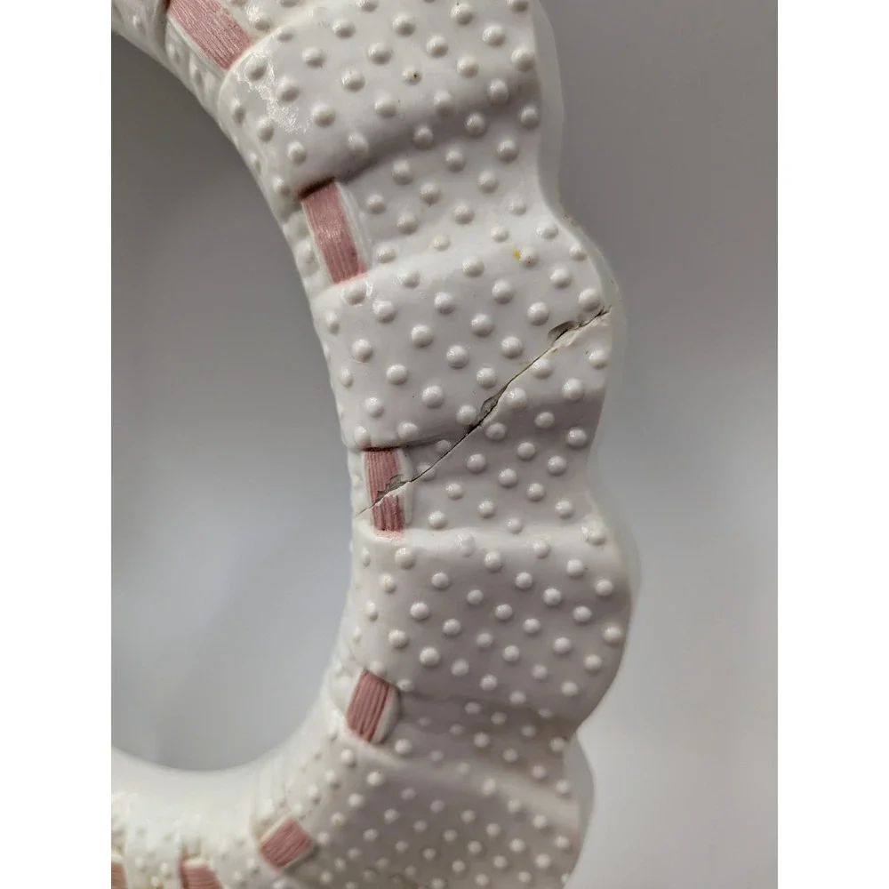 Burwood White Hobnail‎ Pink Ribbon Sconce Candle Holders Cottagecore Wall Set
